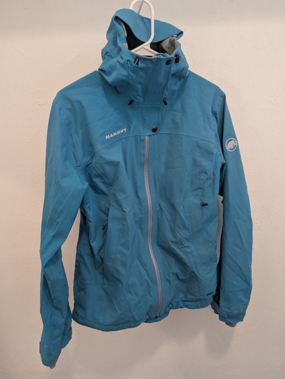 Mammut Makai Drytech Hooded Ski Snow Rain Jacket Alpine Shell Womens Med Blue